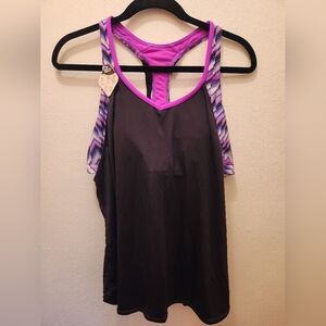 ZeroXposur Purple and Black Tankini Top Size XL